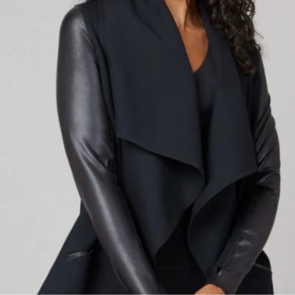 SPANX Black Women's Blazer with Satin Sleeves
